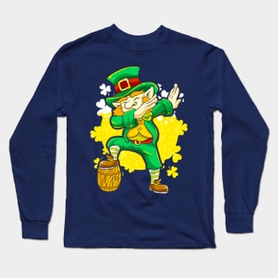 Irish Leprechaun Dabbing On Beer Keg St Patrick's Day Long Sleeve T-Shirt